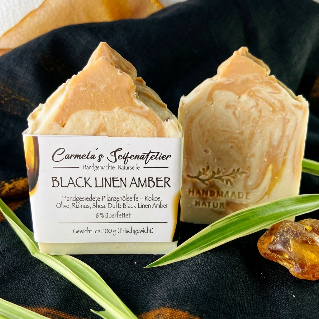 Black Linen Amber – Handgemachte Naturseife